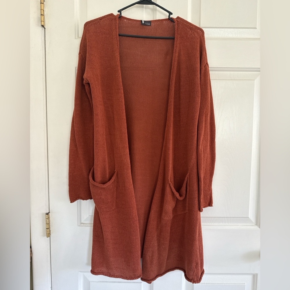 Sparkle & Fade Rust Open Front Longline Cardigan Size M